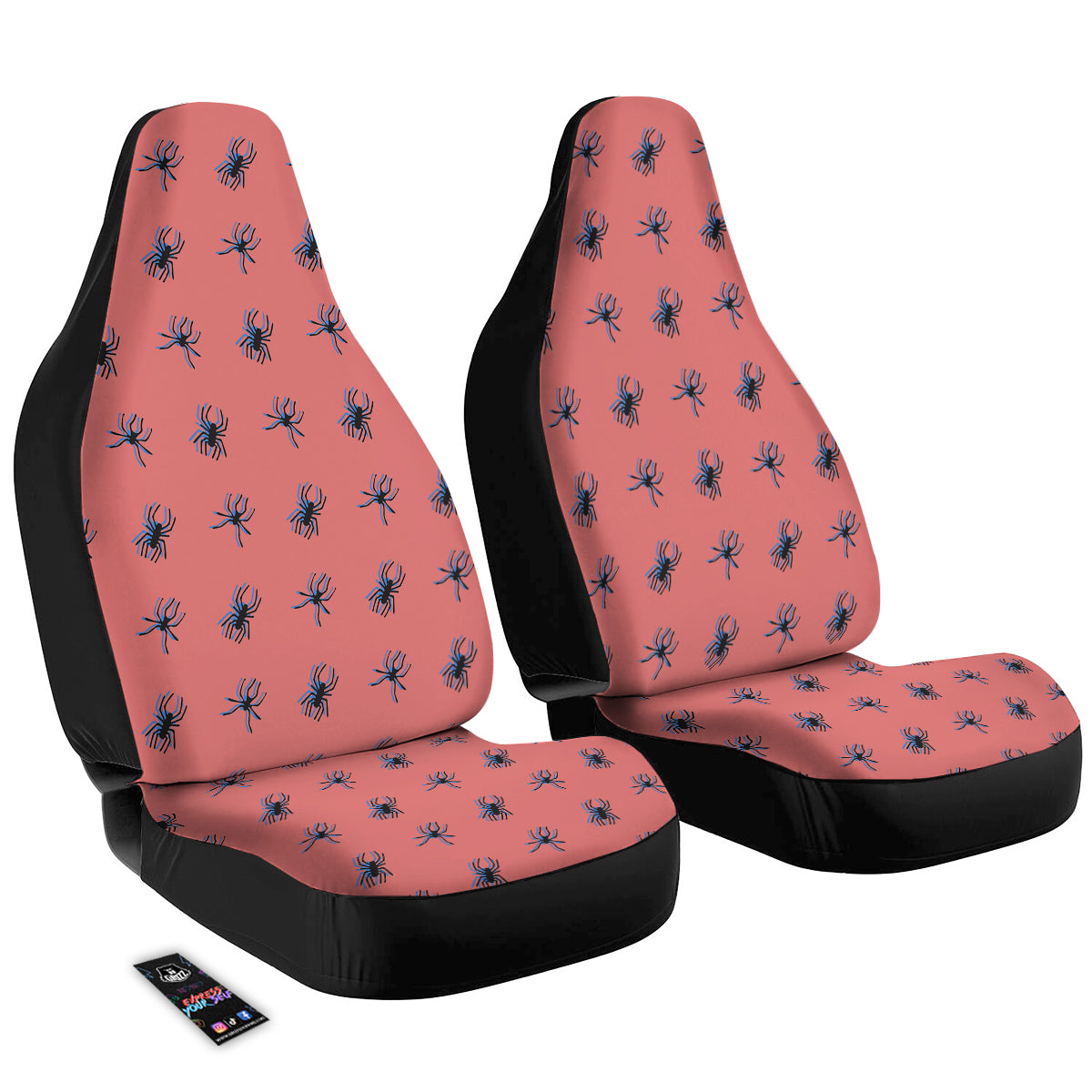 Black Spider Pink Print Pattern Car Seat Covers-grizzshop