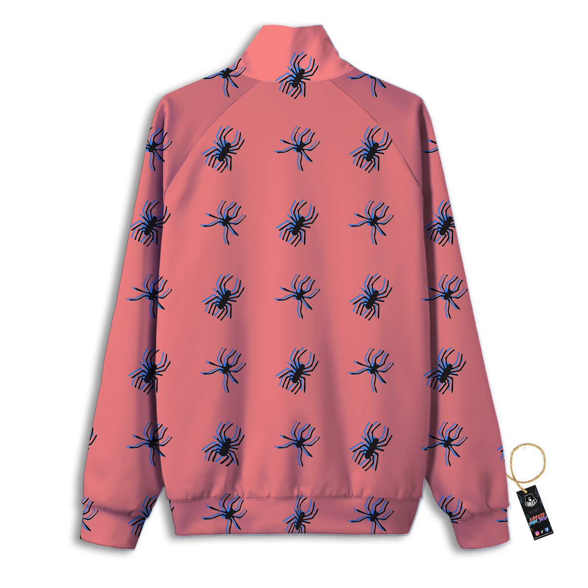 Black Spider Pink Print Pattern Track Jacket-grizzshop