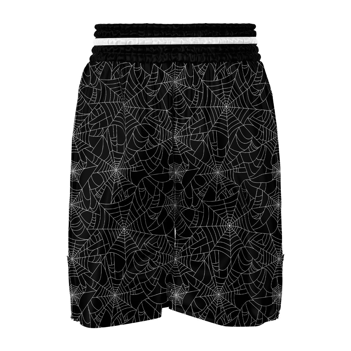 Black Spider Web Pattern Print Boxing Shorts-grizzshop