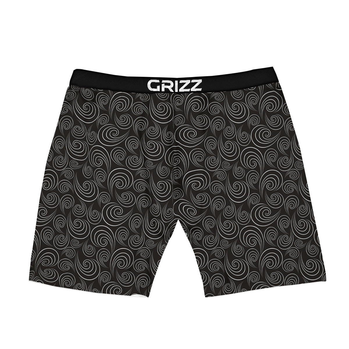 Black Spiral Wave Print Pattern Boxer Briefs-grizzshop