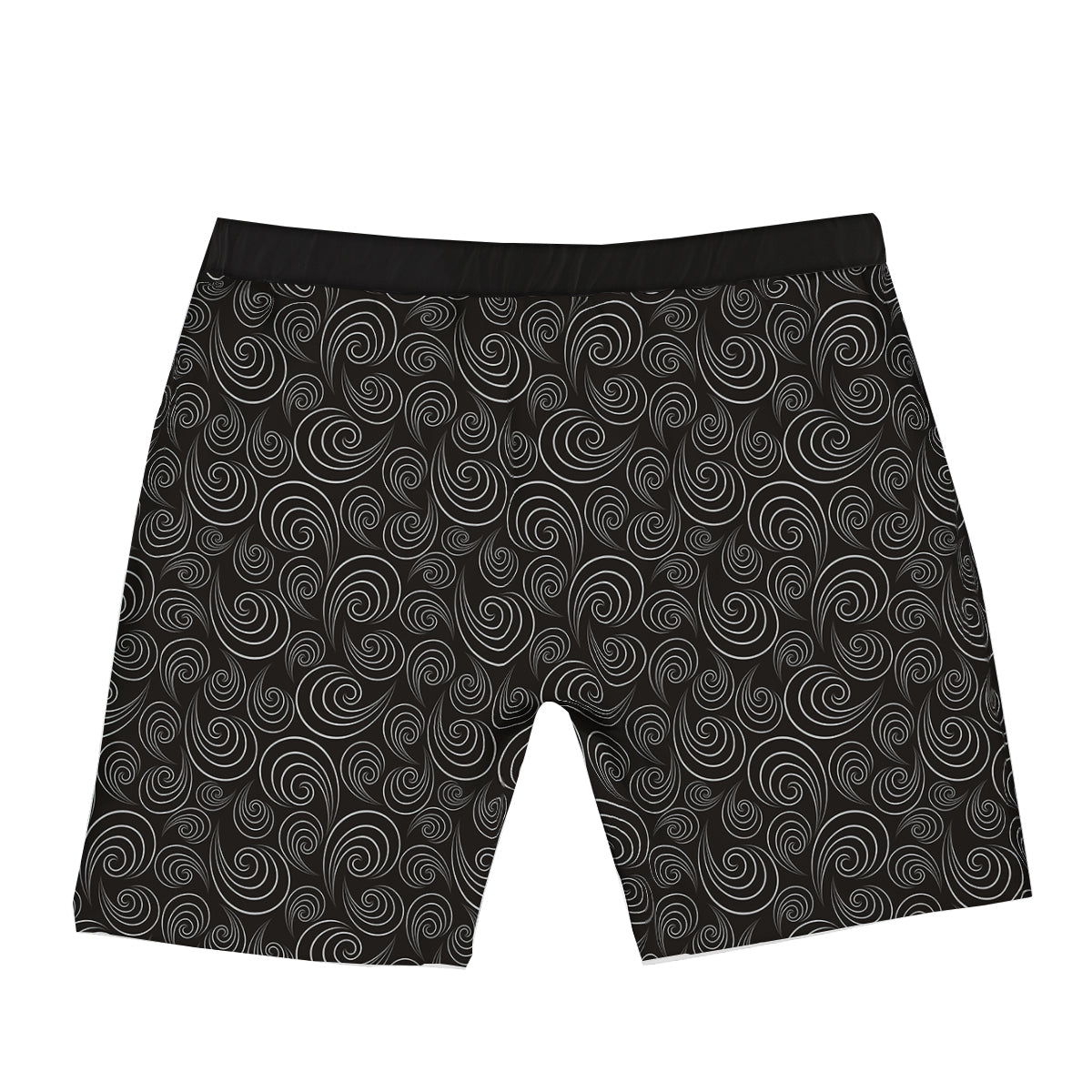 Black Spiral Wave Print Pattern Boxer Briefs-grizzshop