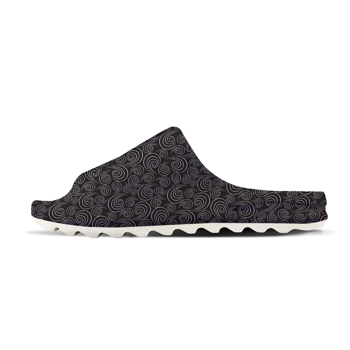 Black Spiral Wave Print Pattern Sandals-grizzshop