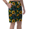 Black Sunflower Floral Men's Shorts-grizzshop