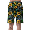 Black Sunflower Floral Men's Shorts-grizzshop