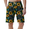 Black Sunflower Floral Men's Shorts-grizzshop