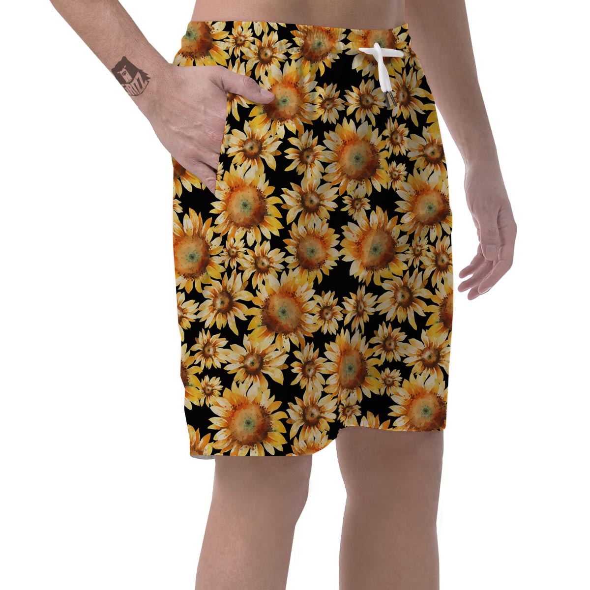 Black Sunflower Men's Shorts-grizzshop