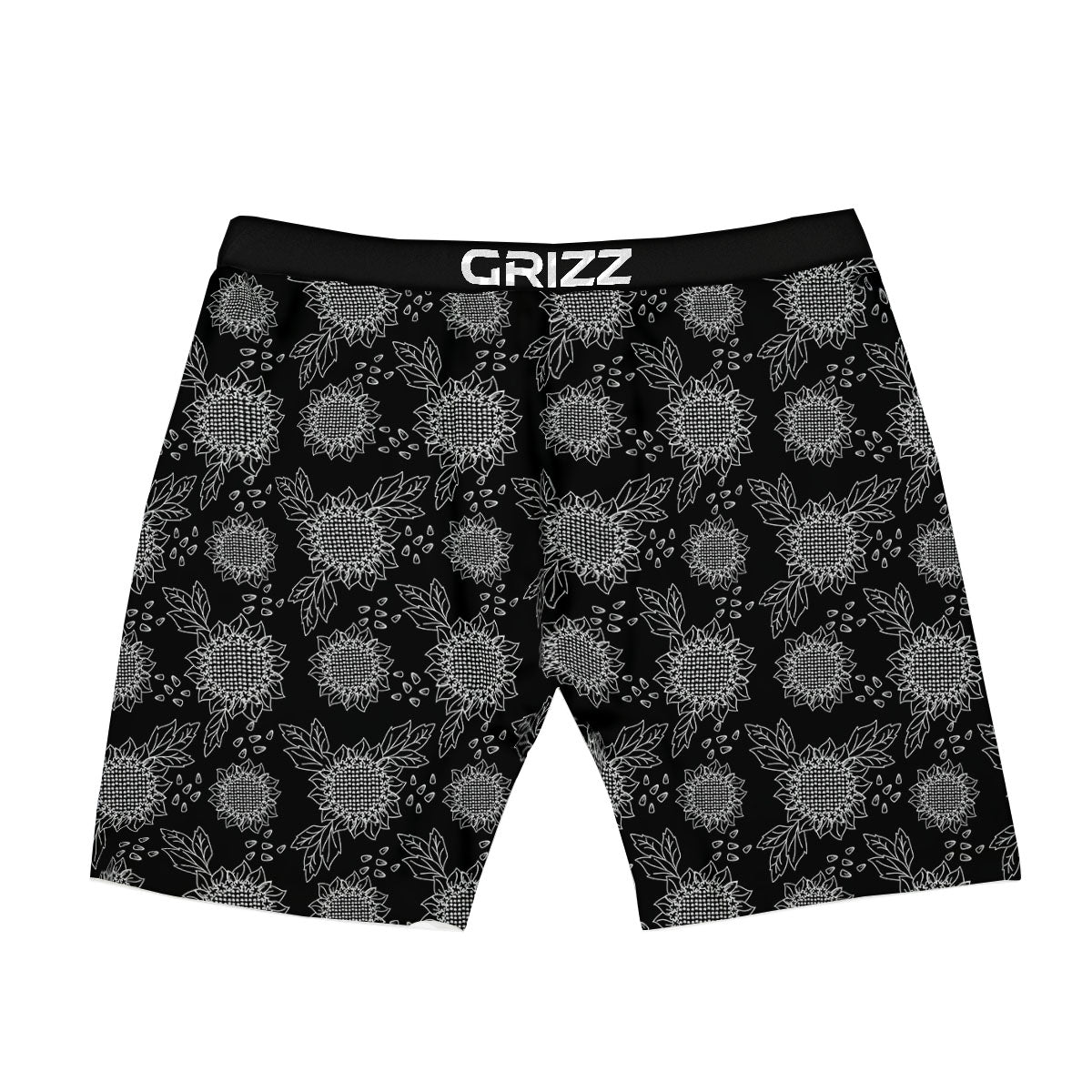 Black Sunflower Print Pattern Boxer Briefs-grizzshop