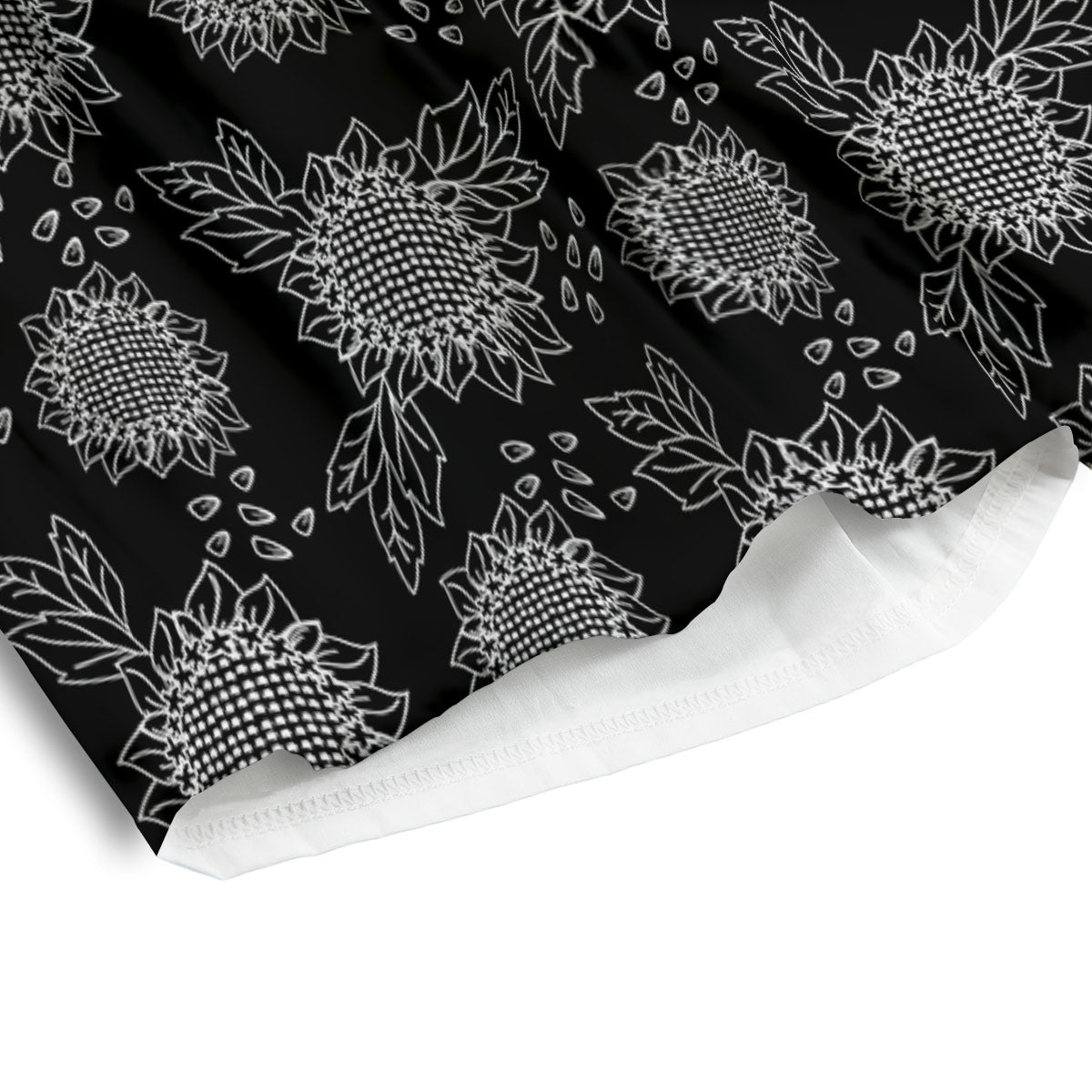 Black Sunflower Print Pattern Men's Athletic Shorts