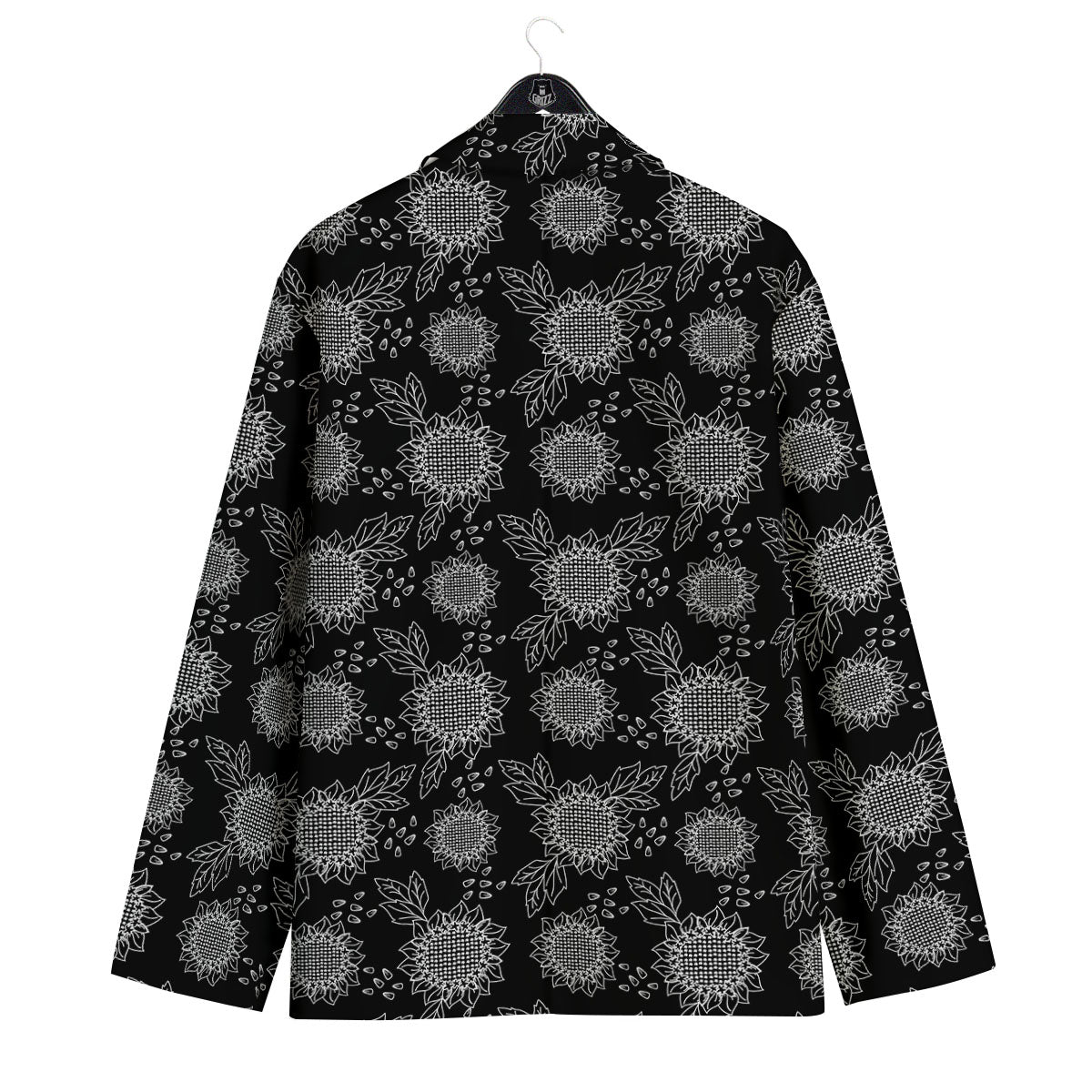 Black Sunflower Print Pattern Men's Sport Coat-grizzshop