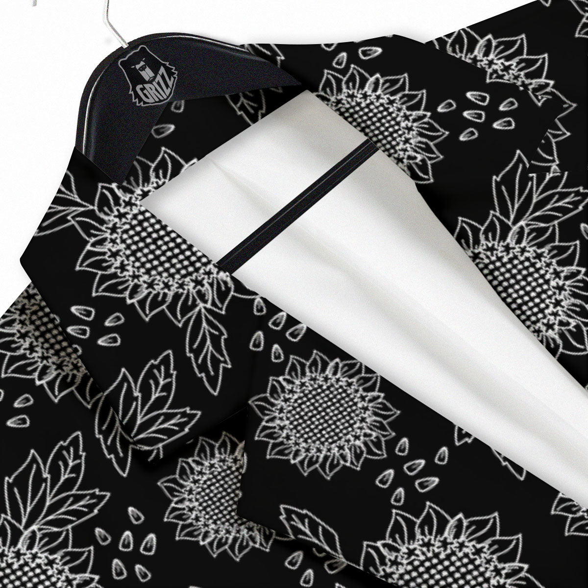 Black Sunflower Print Pattern Men's Sport Coat-grizzshop
