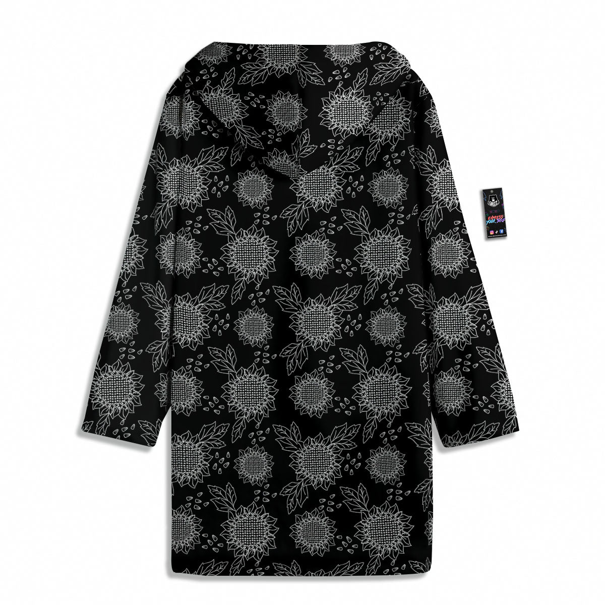 Black Sunflower Print Pattern Men's Windbreaker Jacket-grizzshop