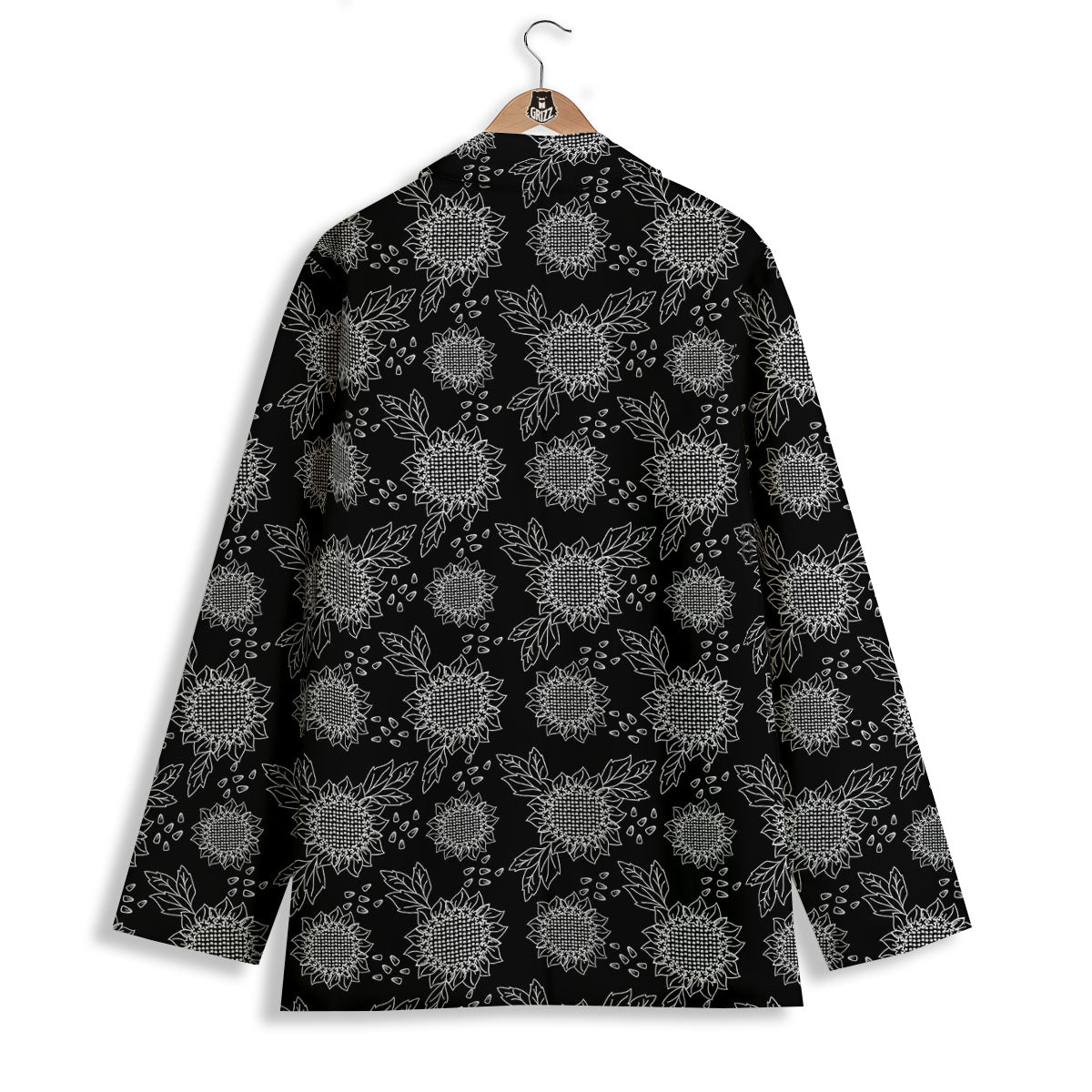 Black Sunflower Print Pattern Women's Blazer-grizzshop