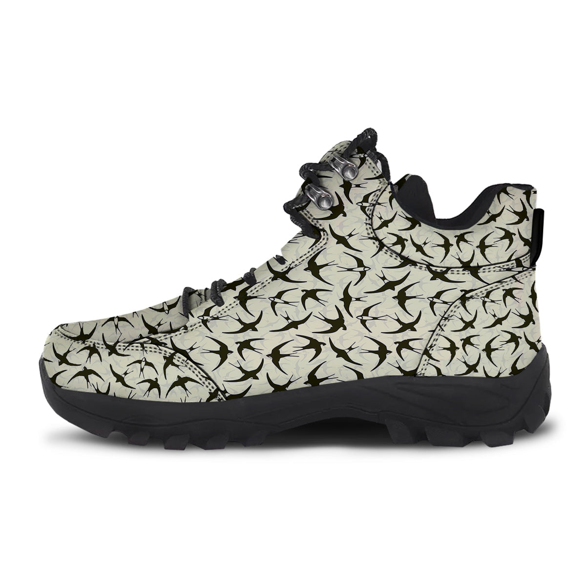 Black Swallow Vintage Print Pattern Hiking Shoes-grizzshop