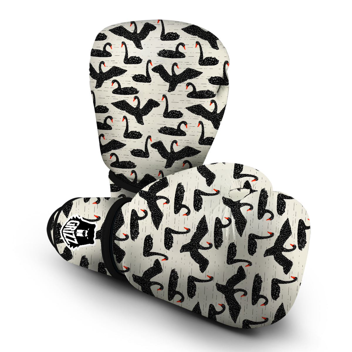 Black Swan Pattern Print Boxing Gloves-grizzshop