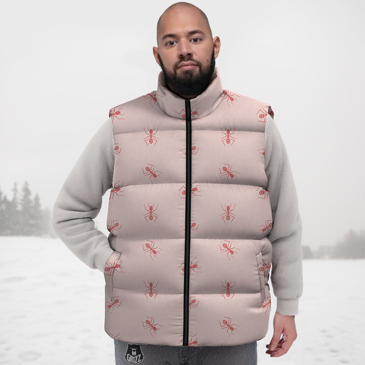 Black Swan Pattern Print Down Vest-grizzshop