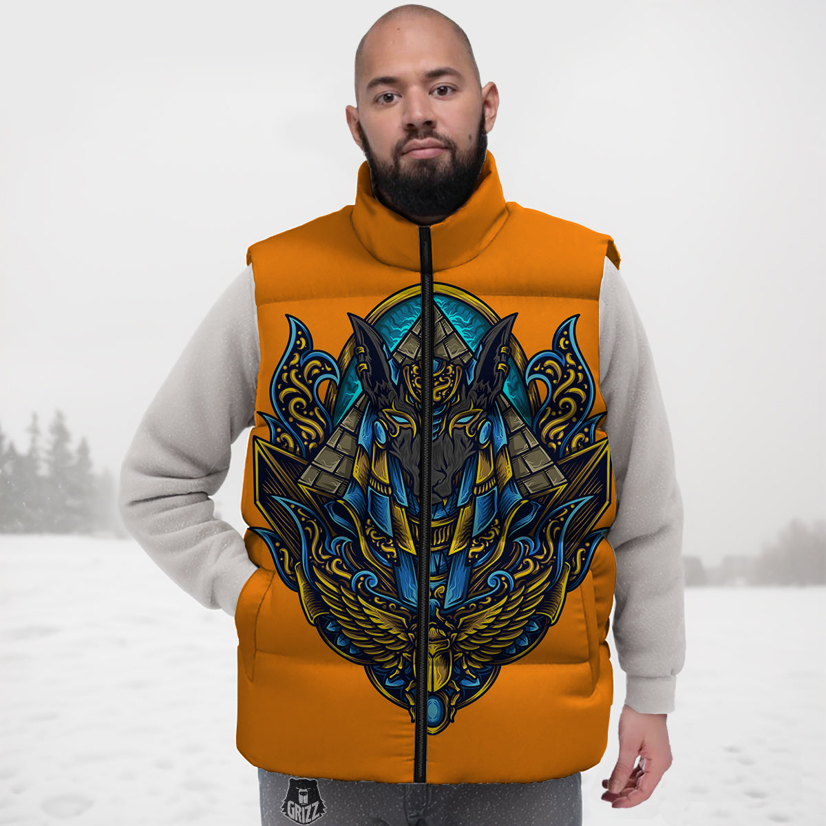 Black Taco Pattern Print Down Vest-grizzshop
