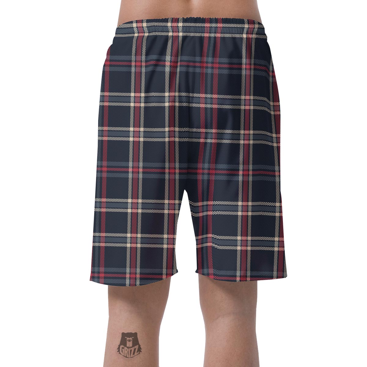 Black Tartan Plaid Men's Shorts-grizzshop