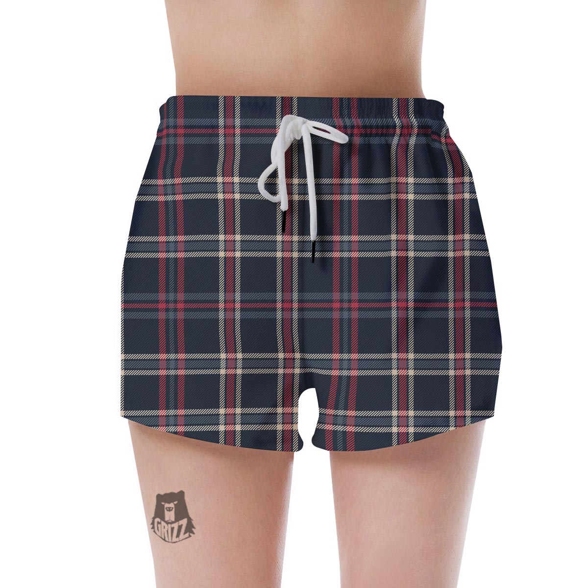 Black Tartan Plaid Women's Shorts-grizzshop