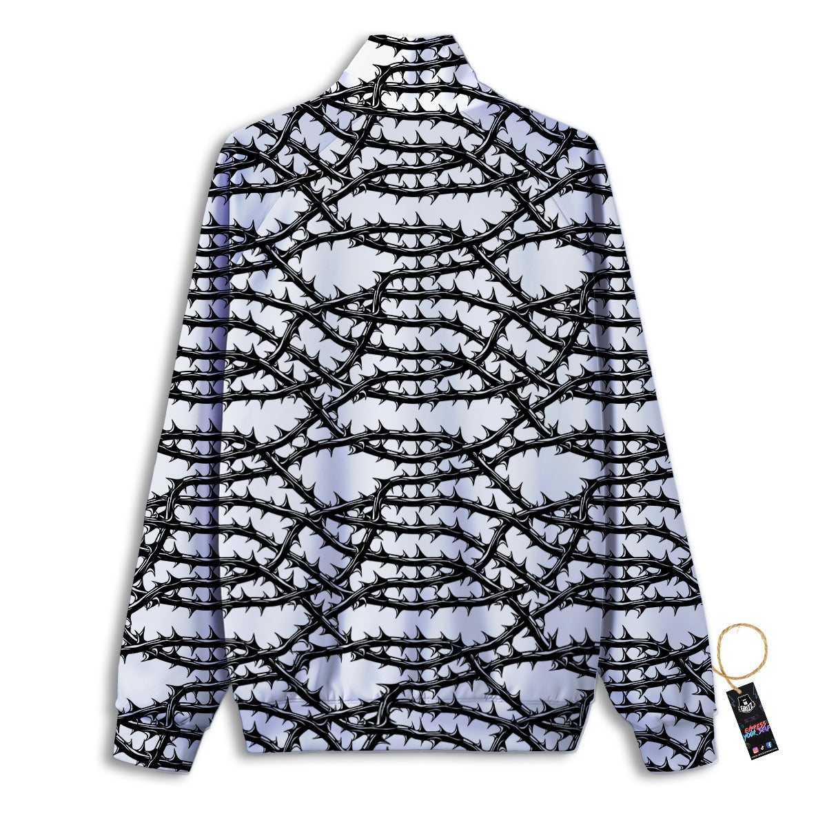 Black Thorn Horror Style Print Pattern Track Jacket-grizzshop
