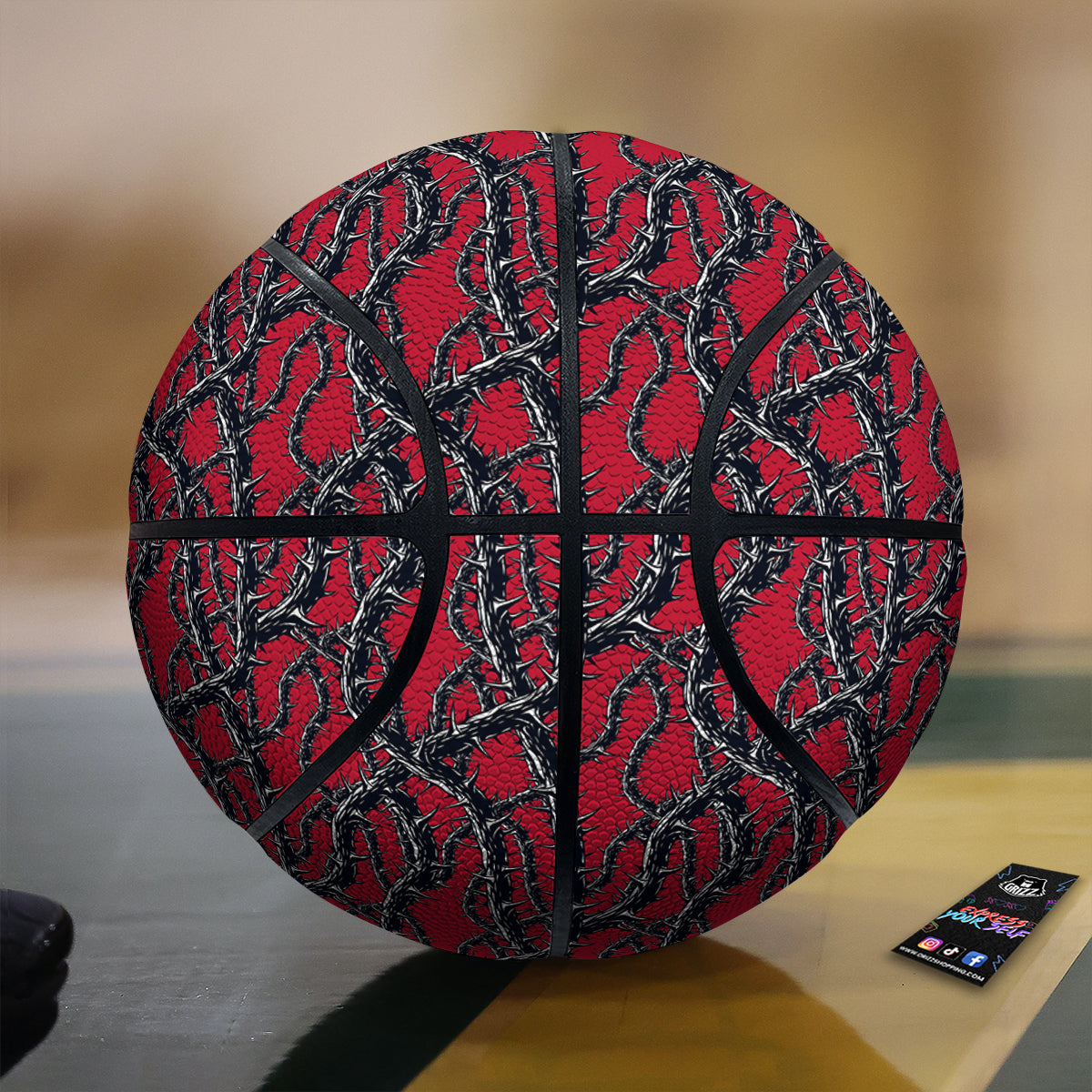 Black Thorns Horror Print Pattern Basketball-grizzshop
