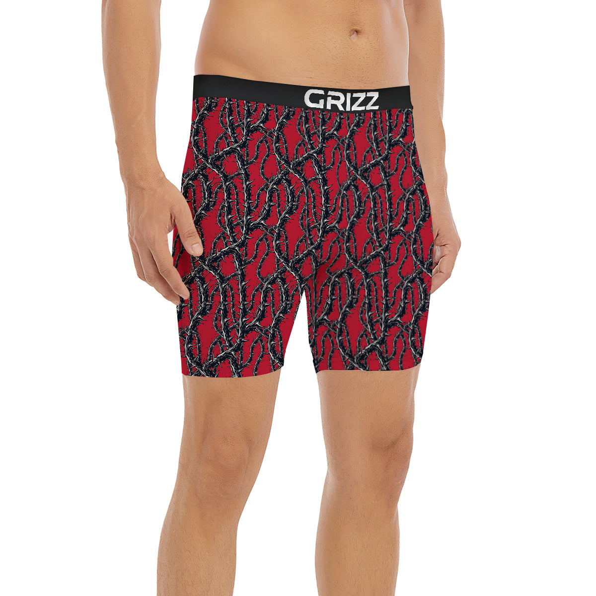 Black Thorns Horror Print Pattern Boxer Briefs-grizzshop