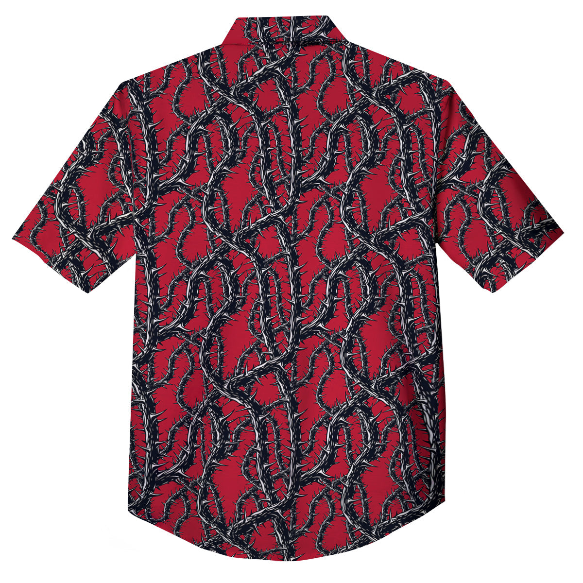 Black Thorns Horror Print Pattern Button Up Shirt-grizzshop