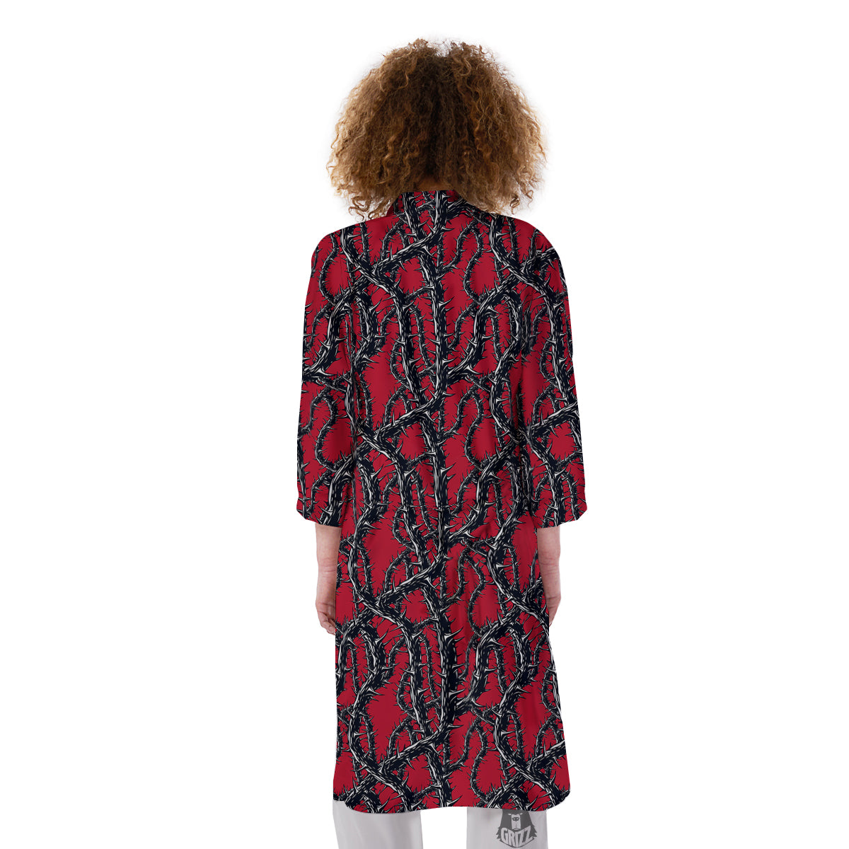 Black Thorns Horror Print Pattern Kimono-grizzshop