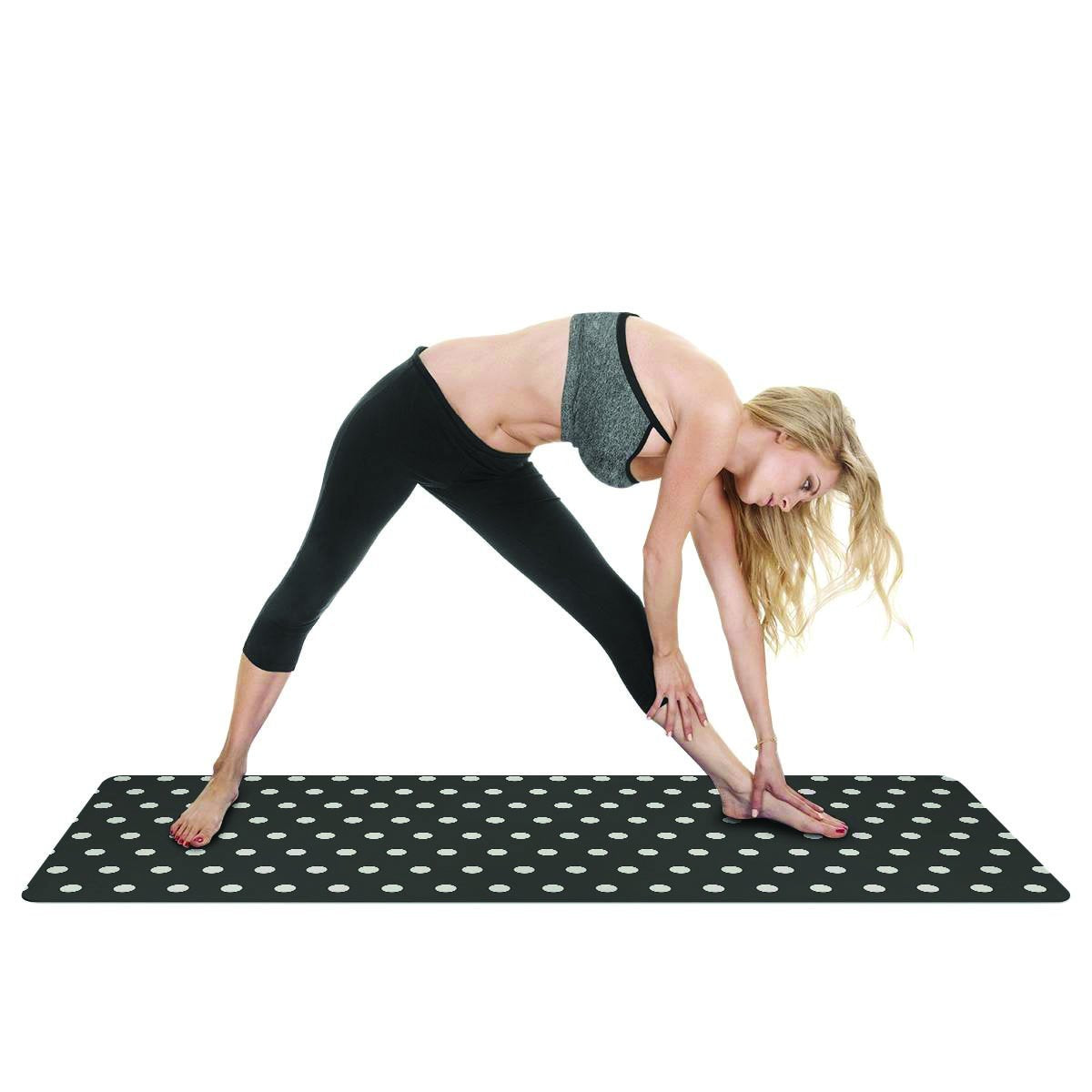 Black Tiny Polka Dot Thin Yoga Mat-grizzshop