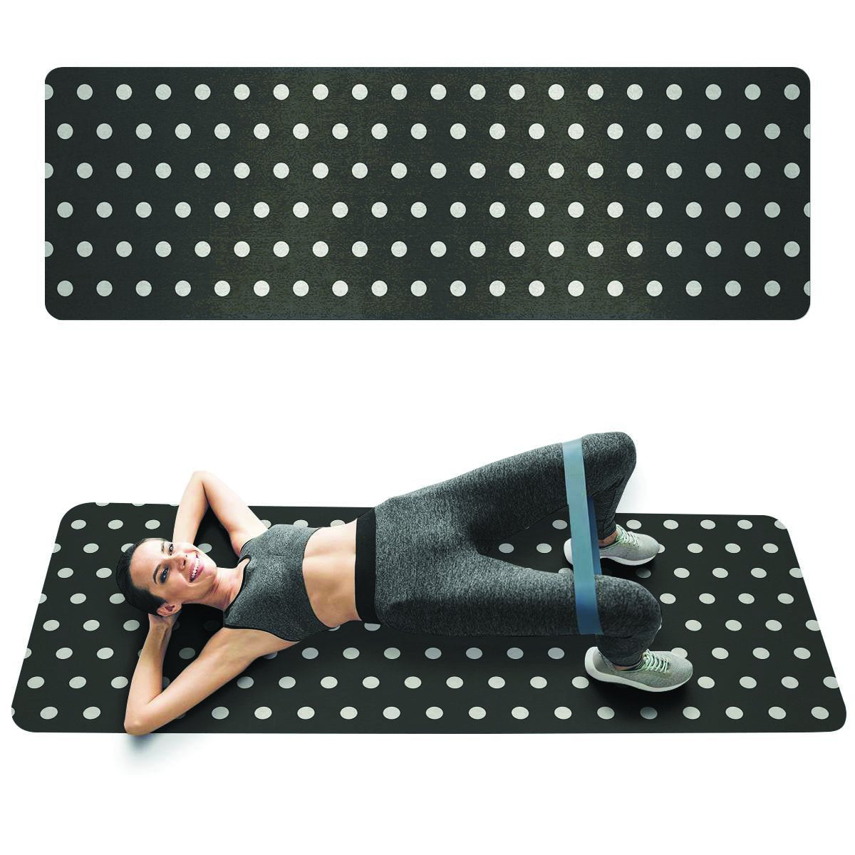 Black Tiny Polka Dot Thin Yoga Mat-grizzshop