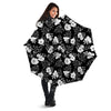 Black Vintage And White Floral Print Pattern Umbrella-grizzshop