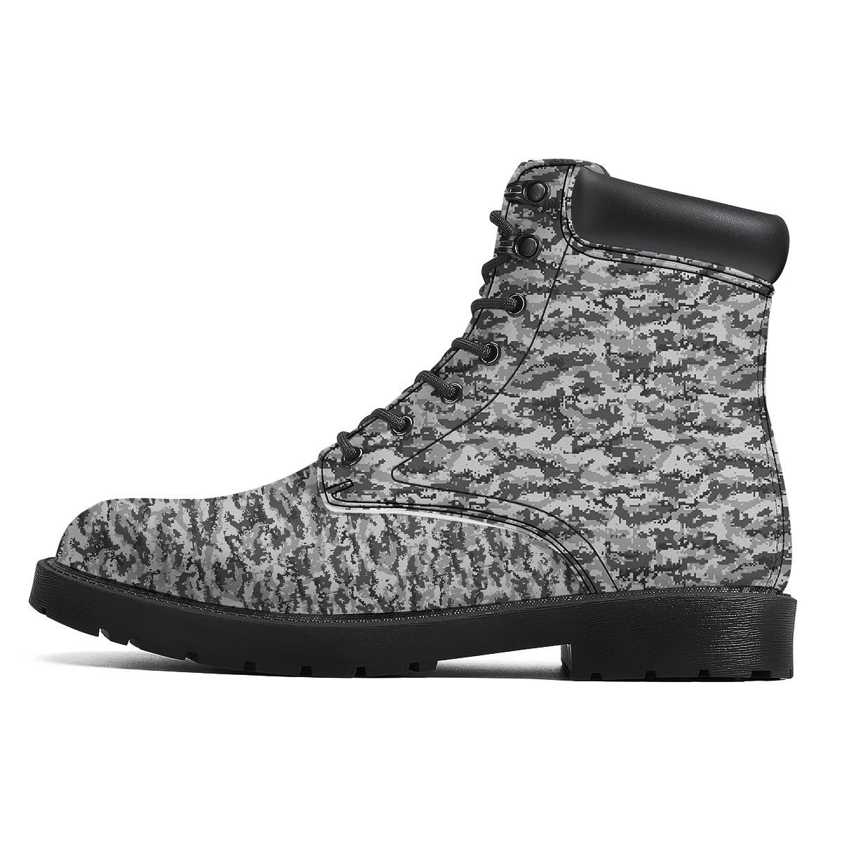 Black White And Grey Digital Camo Print Boots-grizzshop