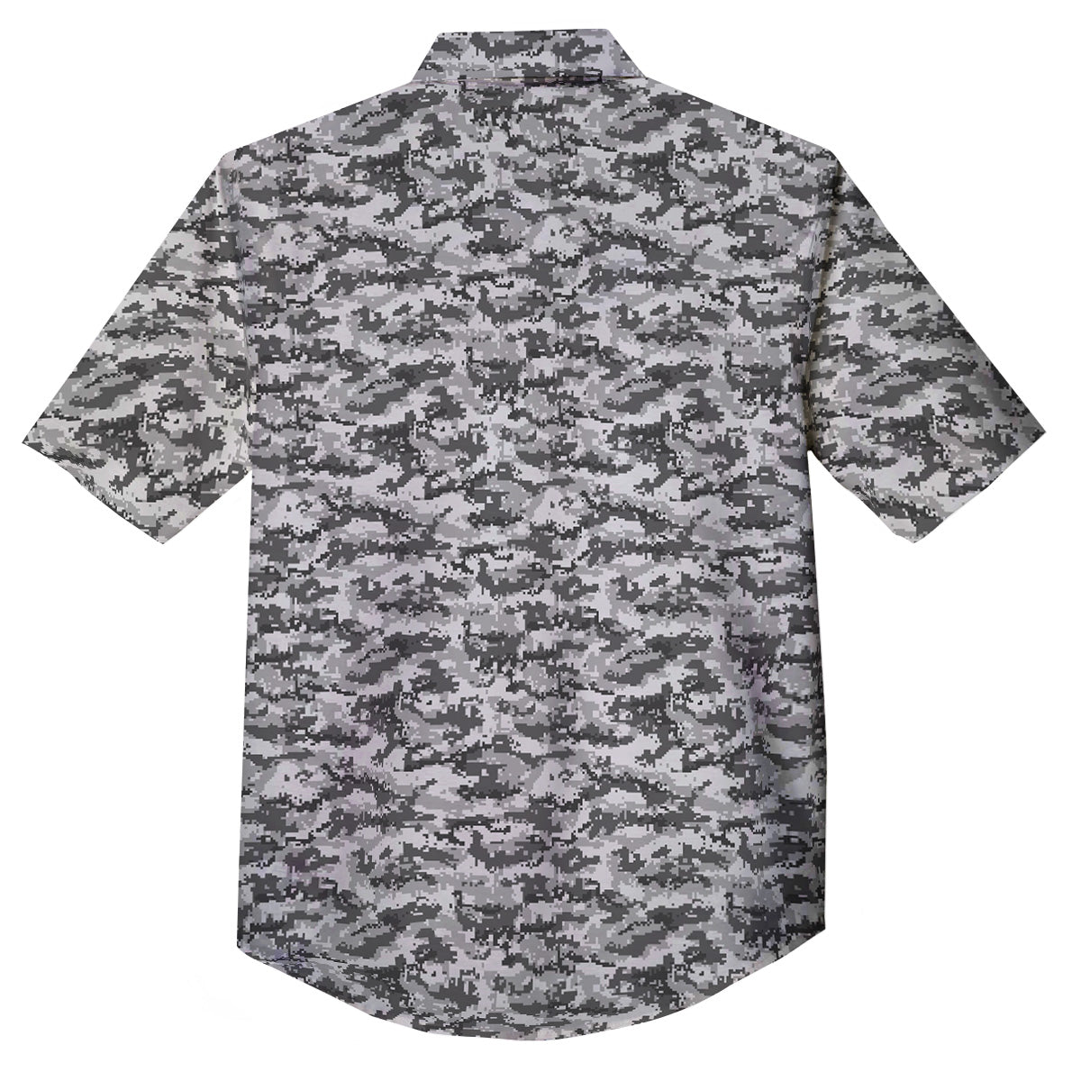 Black White And Grey Digital Camo Print Button Up Shirt-grizzshop