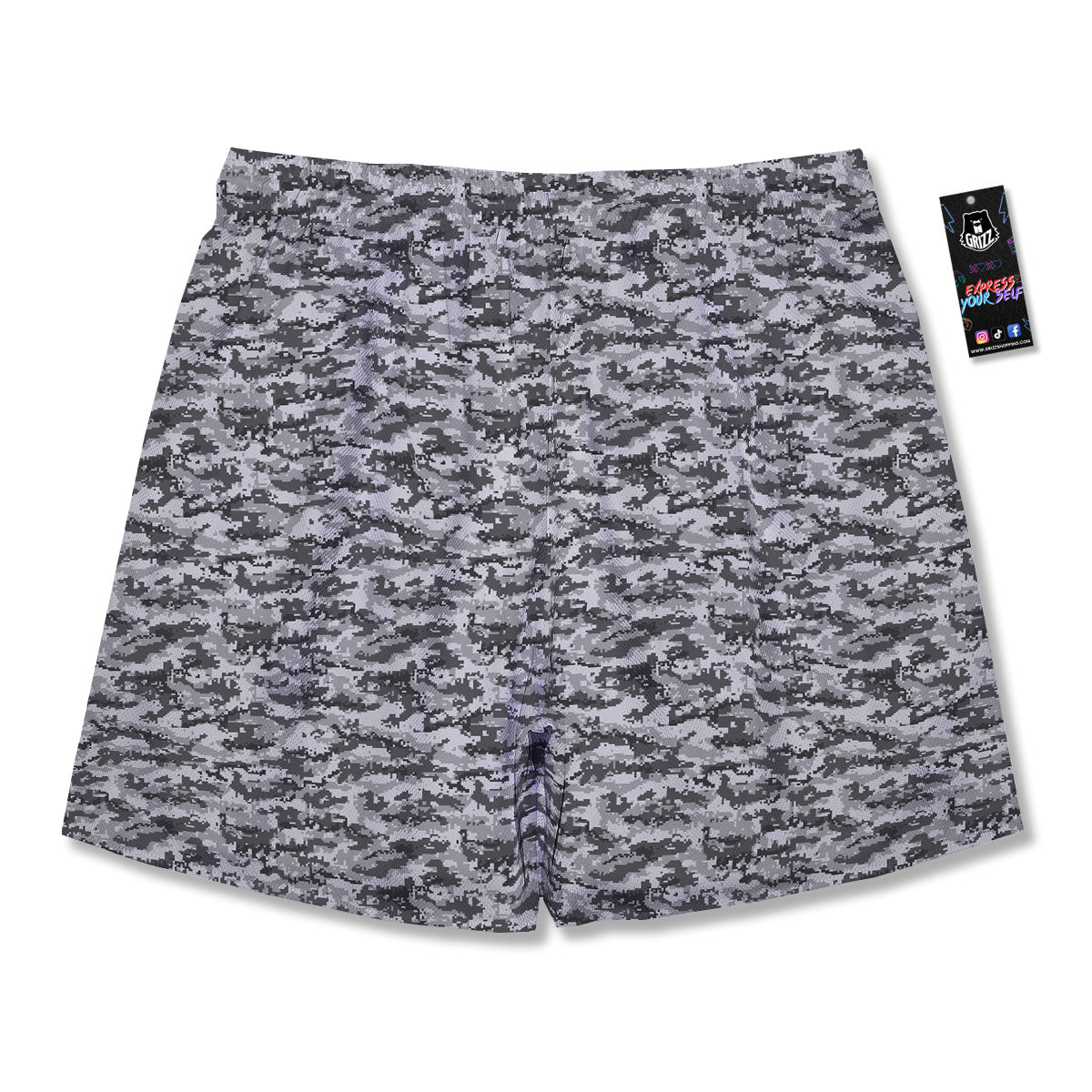 Black White And Grey Digital Camo Print Men's Running Shorts-grizzshop