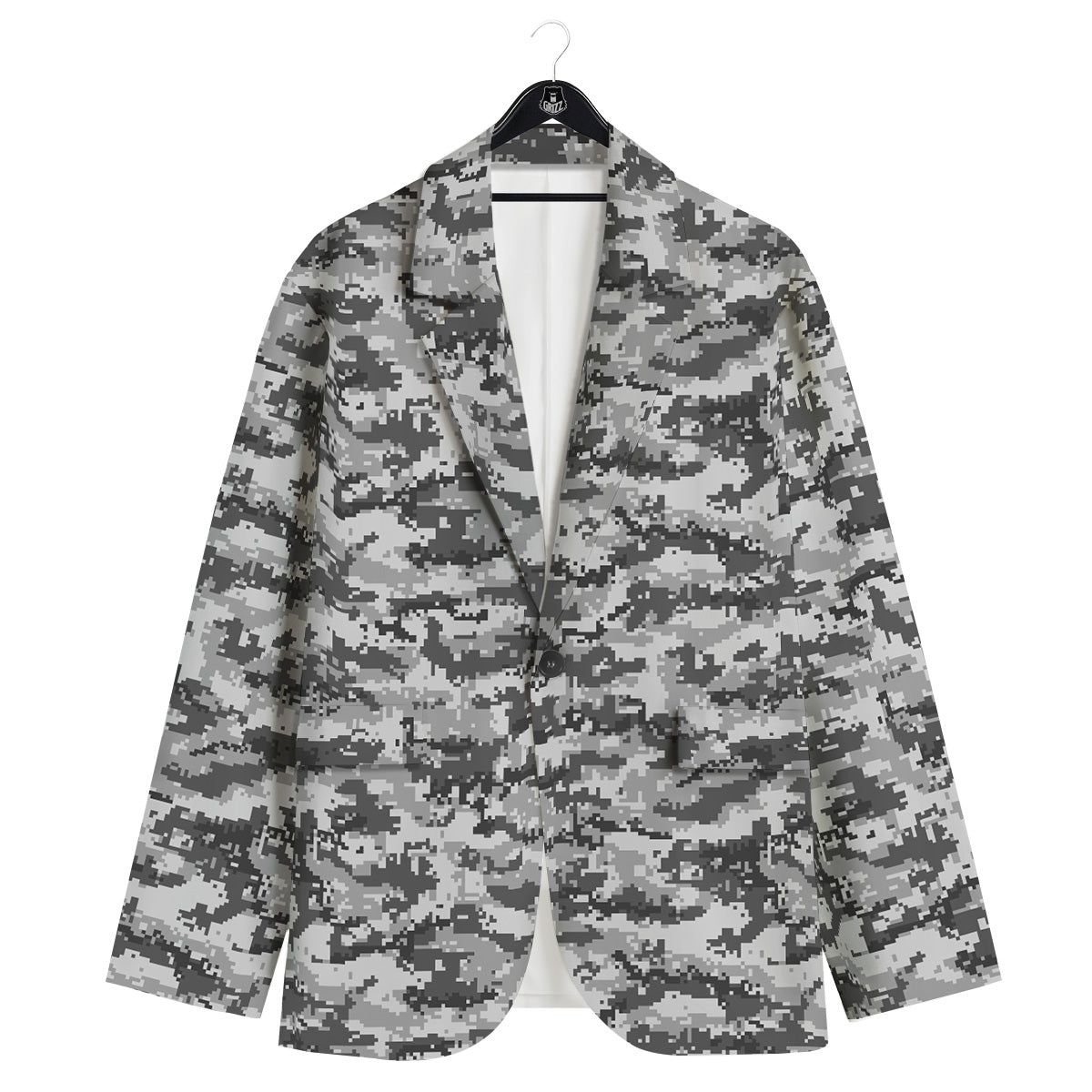 Black White And Grey Digital Camo Print Men's Sport Coat-grizzshop
