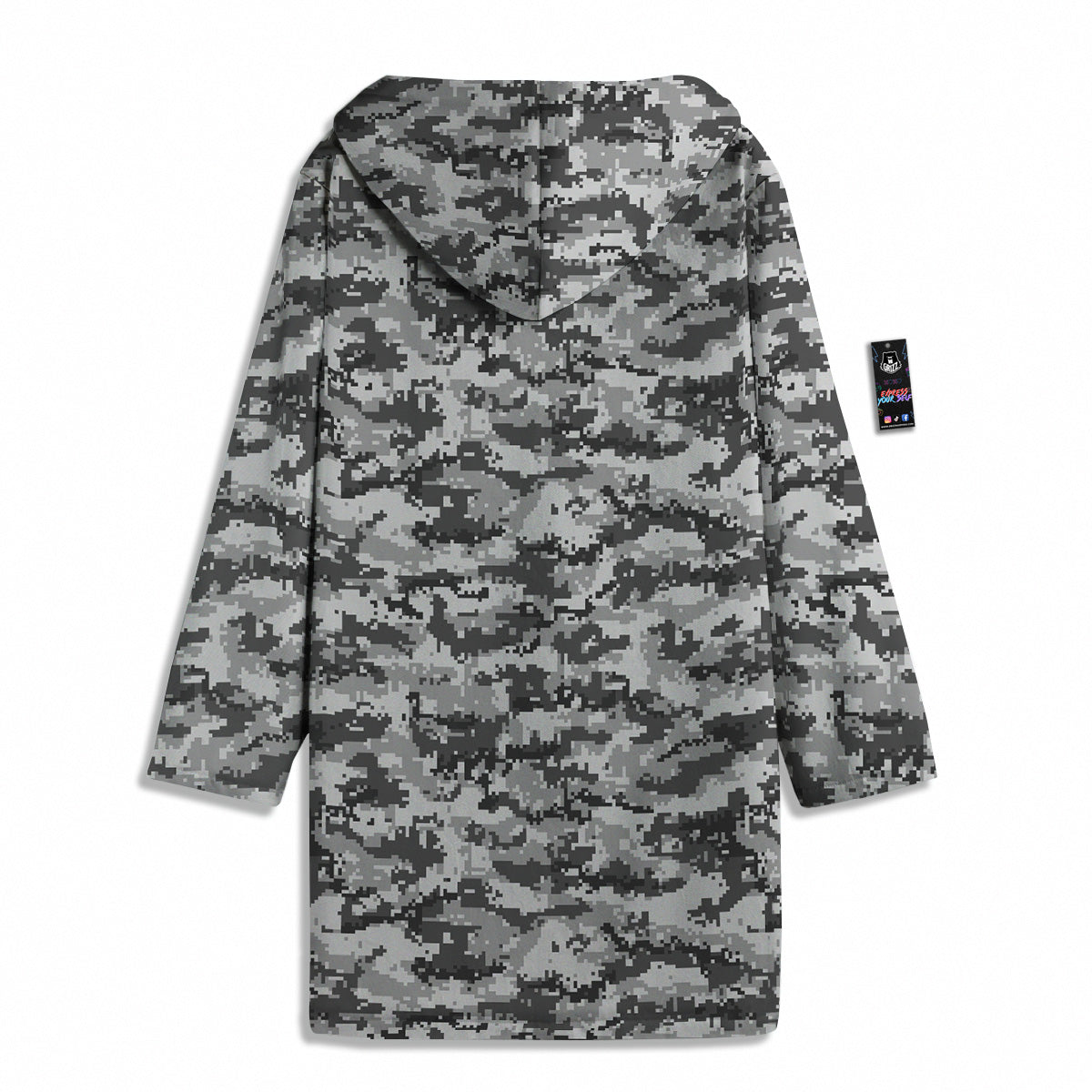 Black White And Grey Digital Camo Print Men's Windbreaker Jacket-grizzshop