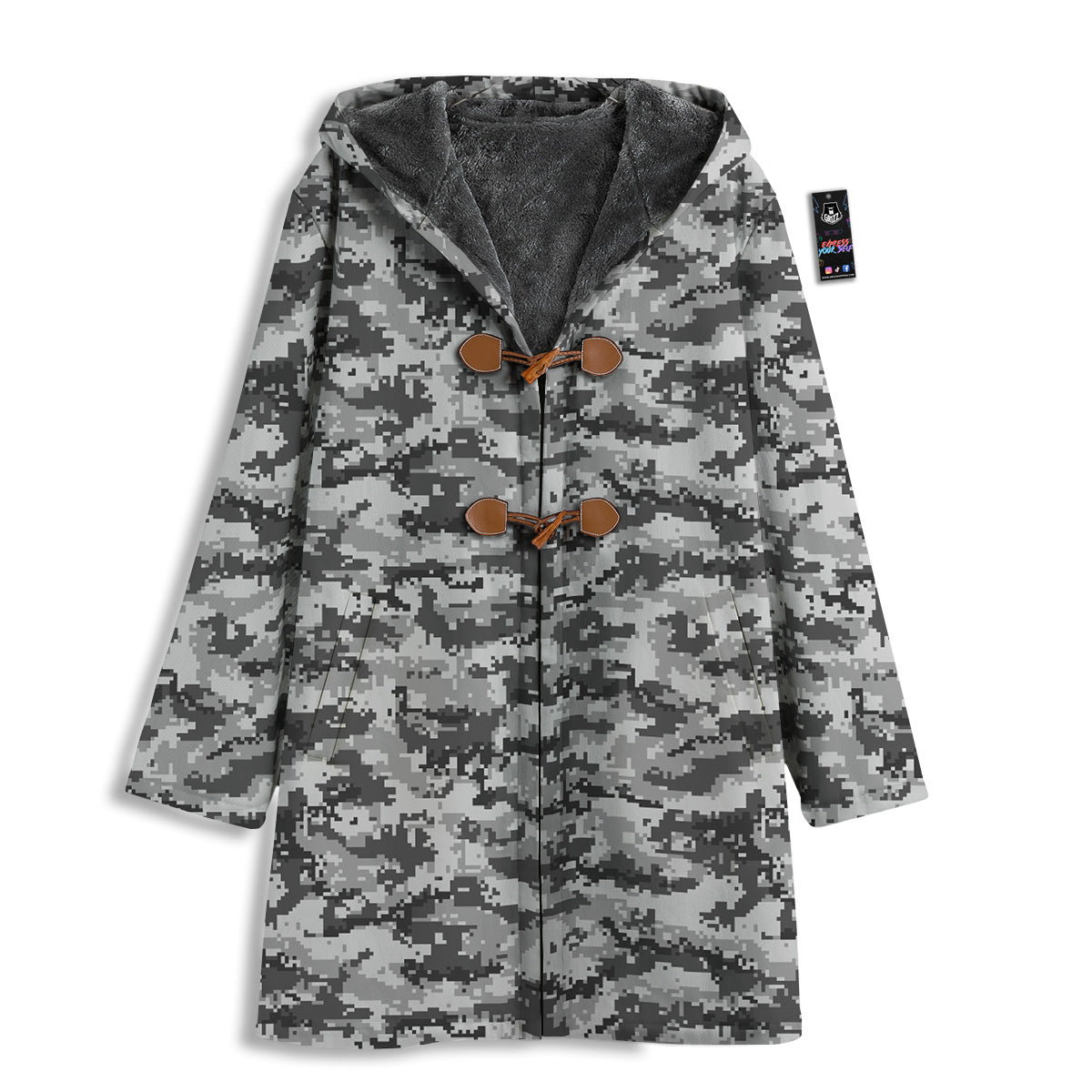 Black White And Grey Digital Camo Print Men's Windbreaker Jacket-grizzshop