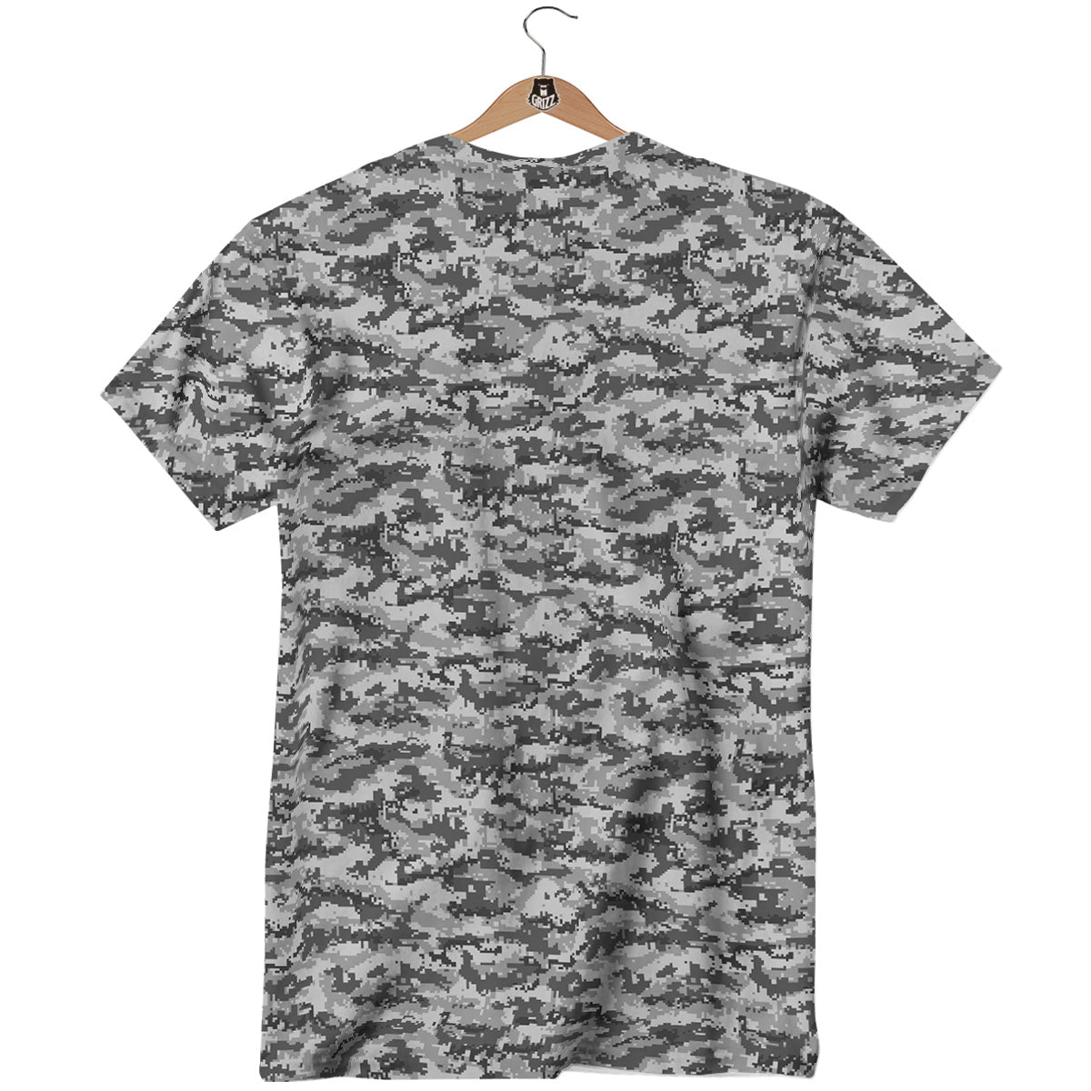 Black White And Grey Digital Camo Print T-Shirt-grizzshop