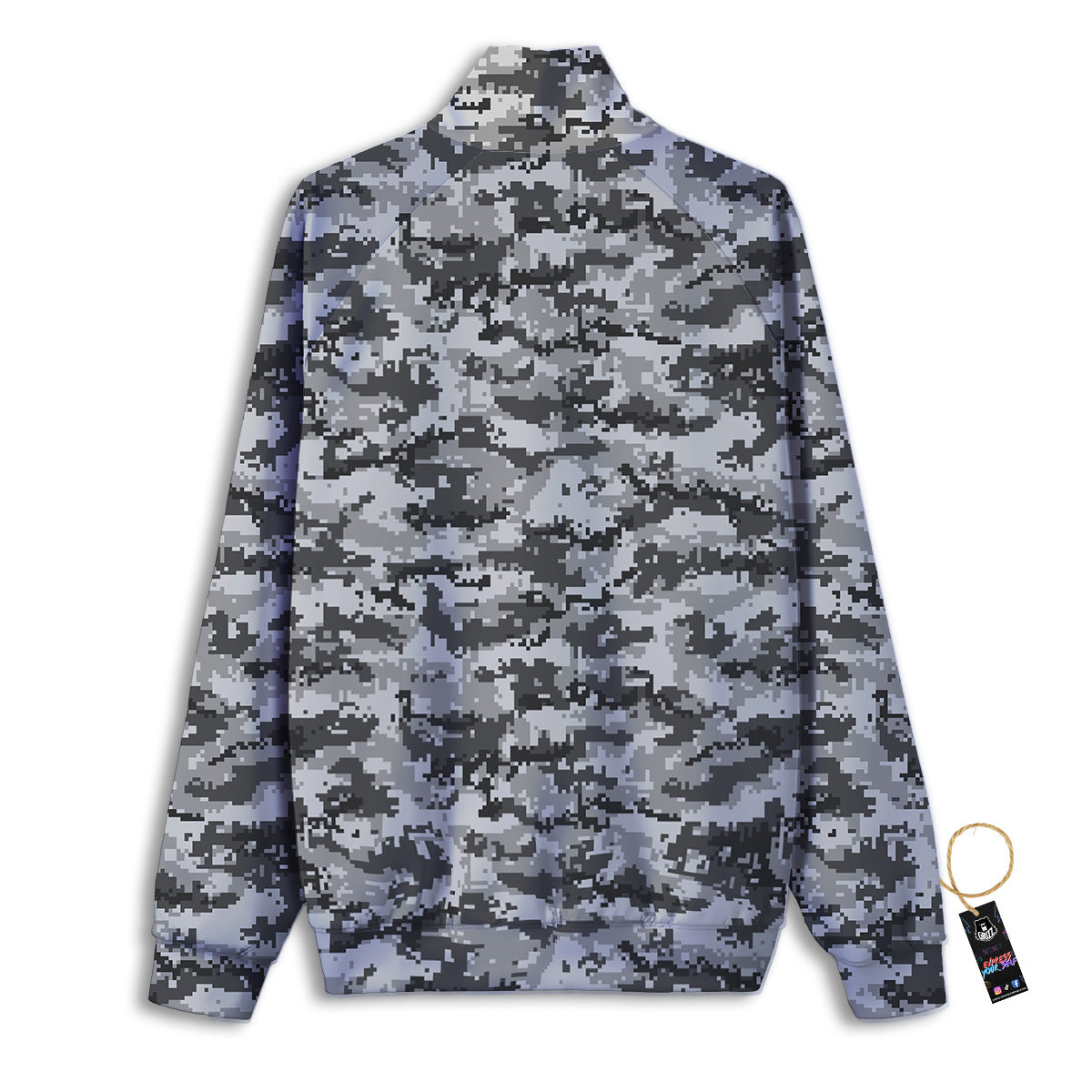 Black White And Grey Digital Camo Print Track Jacket-grizzshop