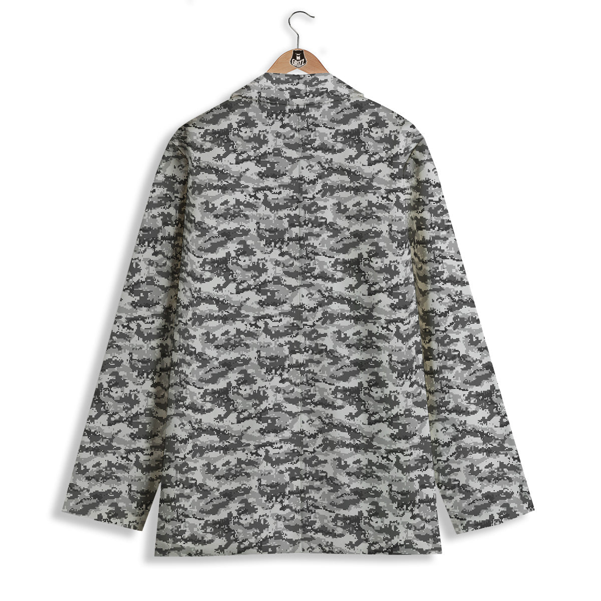 Black White And Grey Digital Camo Print Women's Blazer-grizzshop
