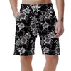 Black White Floral Print Men's Shorts-grizzshop