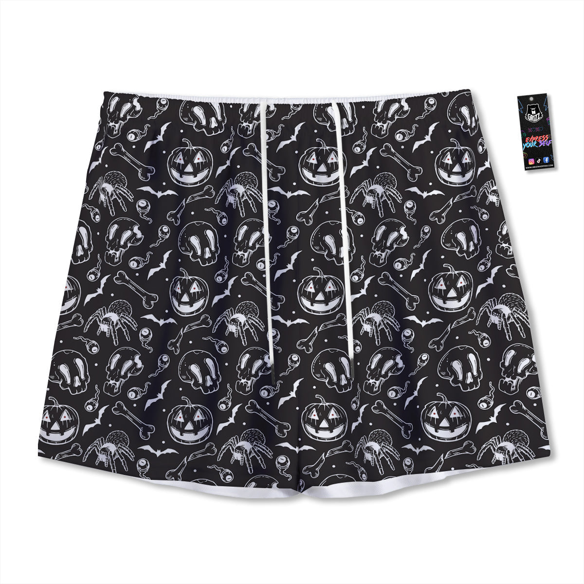 Crane Bird Flying Print Pattern Mesh Shorts