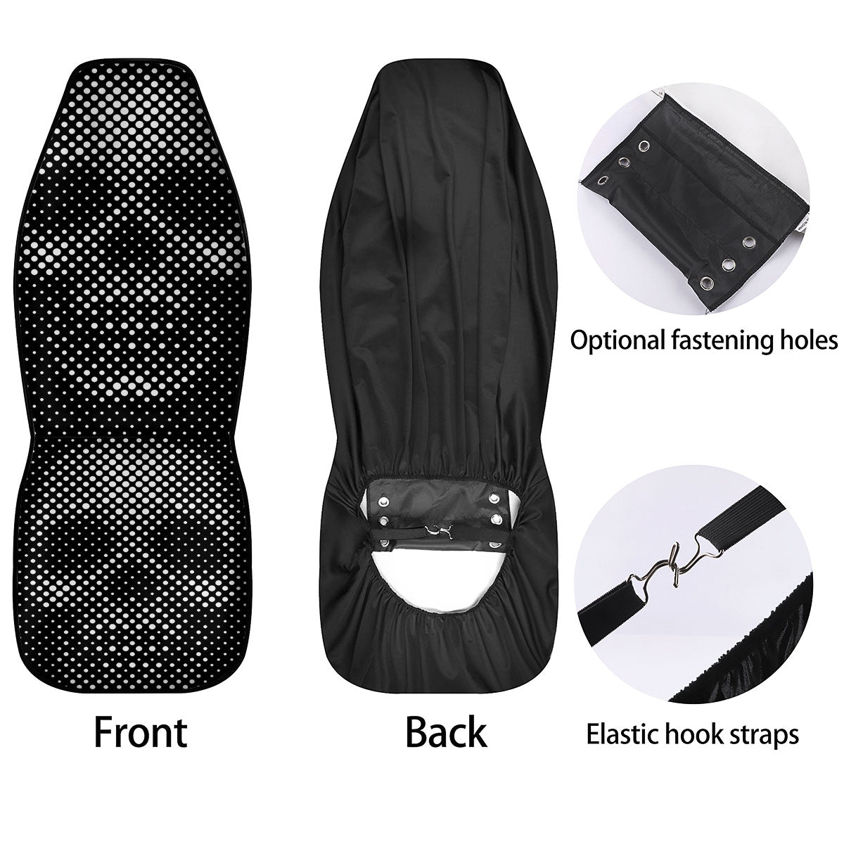 Black White Polka Dots Skull Print Car Seat Covers-grizzshop