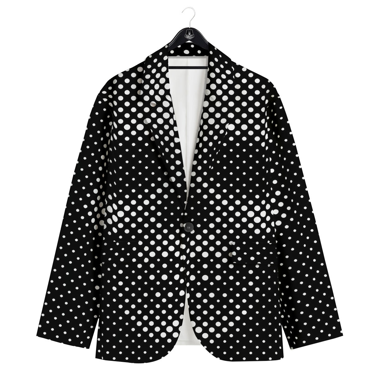 Black White Polka Dots Skull Print Men's Sport Coat-grizzshop