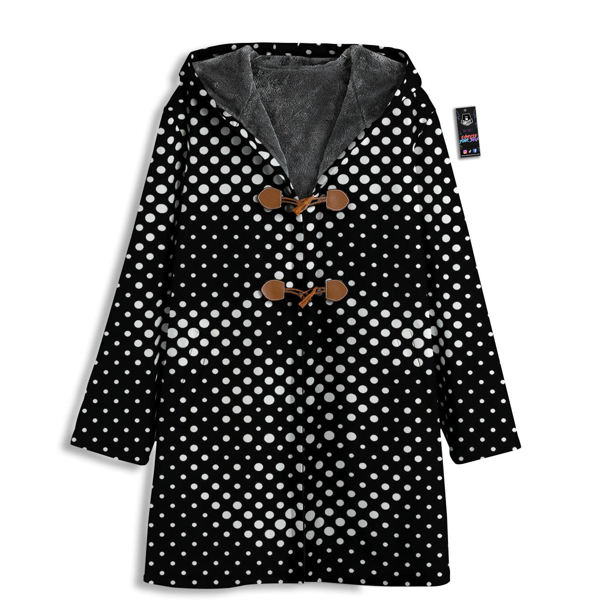 Black White Polka Dots Skull Print Men's Windbreaker Jacket-grizzshop