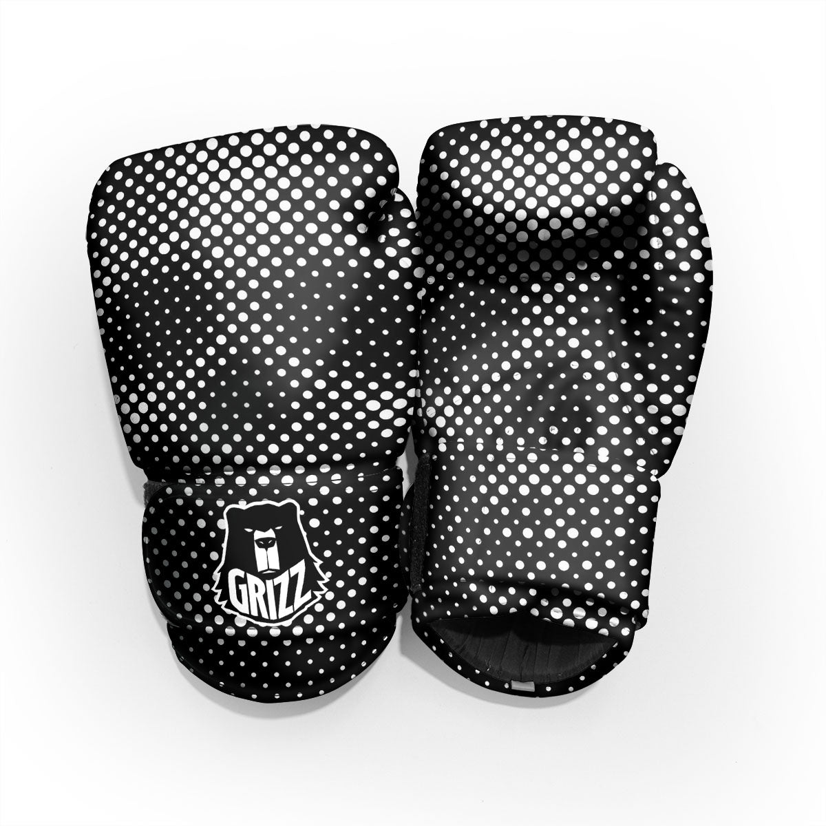 Black White Polka Dots Skull Print Pro Boxing Glove