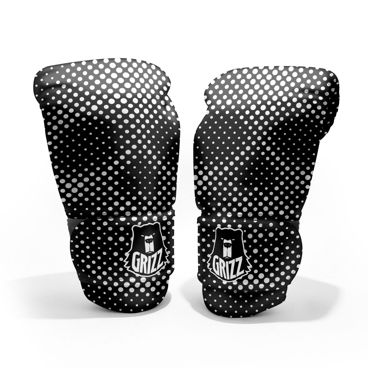 Black White Polka Dots Skull Print Pro Boxing Glove