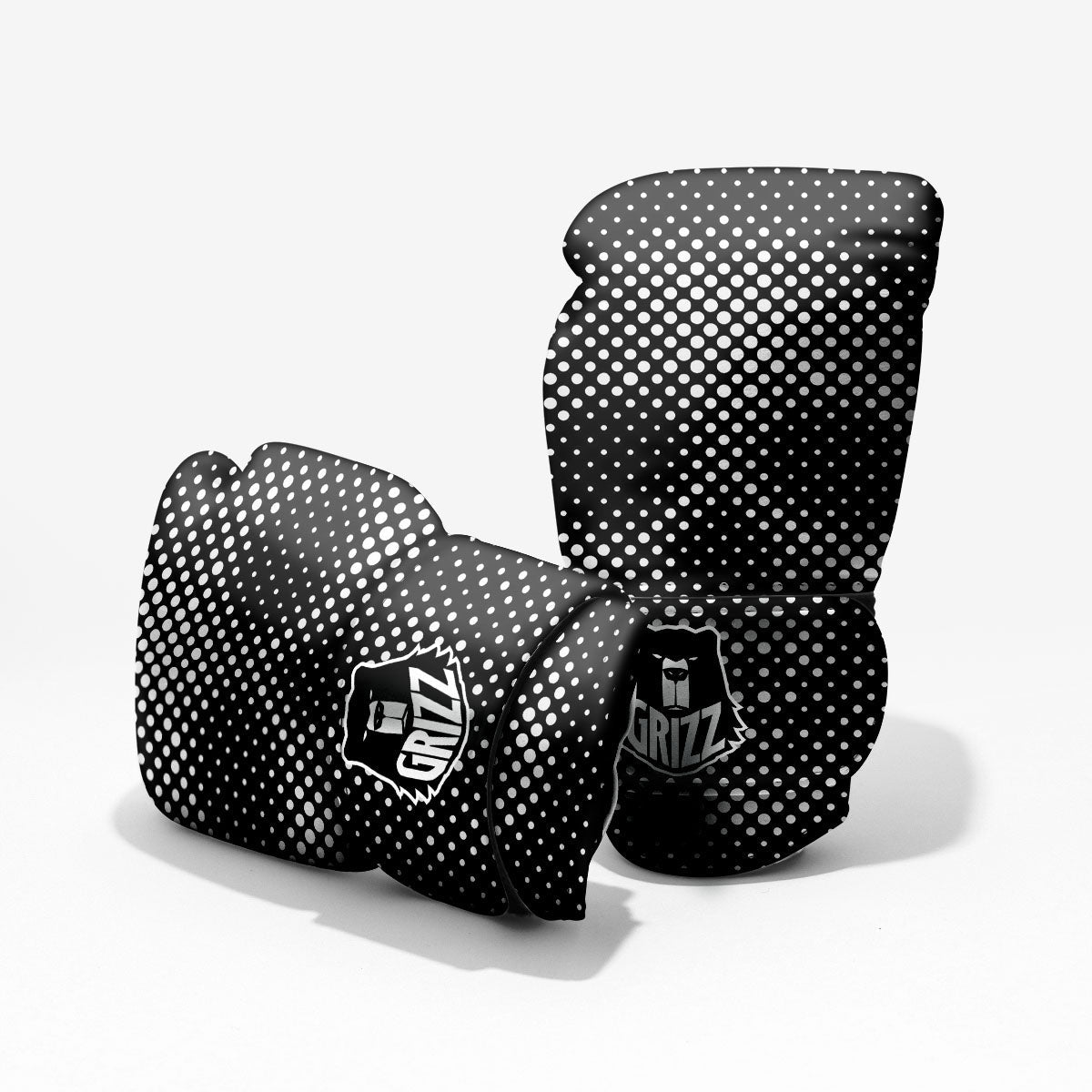 Black White Polka Dots Skull Print Pro Boxing Glove
