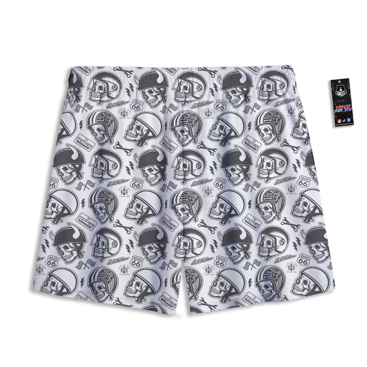 Checkered Black And Grey Print Pattern Mesh Shorts