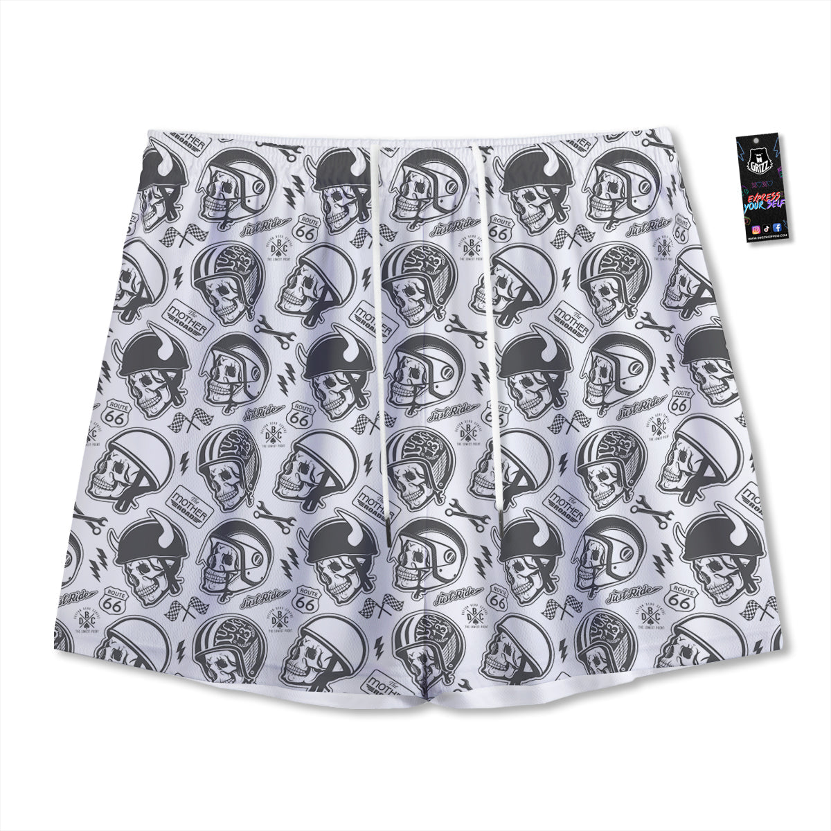 Checkered Black And Grey Print Pattern Mesh Shorts