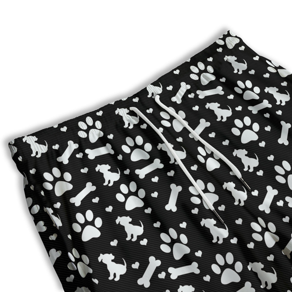 Black and White Dog Paw Print Pattern Men's Athletic Shorts